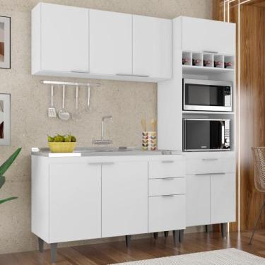 Imagem de Armário de Cozinha CP02 Com Pia 120cm Pérola Z34 Branco - Mpozenato, B