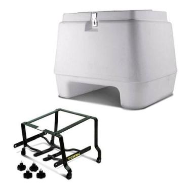 Imagem de Baú Bauleto Pro Tork 80 Litros Branco + Suporte Moto, BRANCO, BIZ 125 