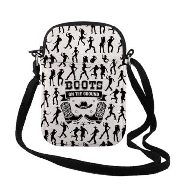 Imagem de TSOTMO Bolsa tiracolo Boots On The Ground Western Dance Gift Line Dancing Gift Line Dance Shoulder Bag for Women, Botas em Cr, Tendência