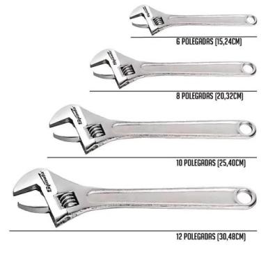 Imagem de Chave Inglesa Ajustável de Aço 12 Pol, 10 Pol, 8 Pol, 6 Pol Profission