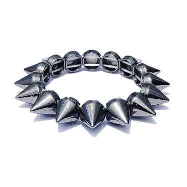 Imagem de Xanight Pulseiras elásticas com pontas para mulheres, estilo punk rock, rebites elásticos, pulseira moderna, hip hop, bijuteria para mulheres, Medium, Zinco, Sem Pedra Preciosa
