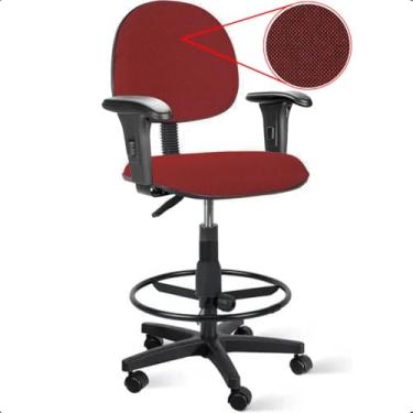 Imagem de Cadeira de Escritório Caixa Alta Executiva Vermelha/Preta com Rodízio, Braço e Aro – Conforto e Ergonomia no Trabalho Home Gourmet