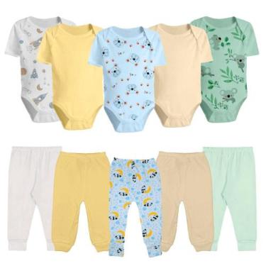Imagem de Kit Enxoval Roupa de Bebê 10 Peças Body Manga Curta e Mijão - Koala Ba