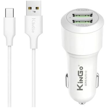 Imagem de Carregador Veicular Kingo Tipo C Com Duas Entradas USB