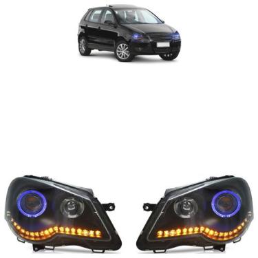 Imagem de Farol Dianteiro Daylight Polo 2007 A 2014 Led Máscara Negra - Automoti