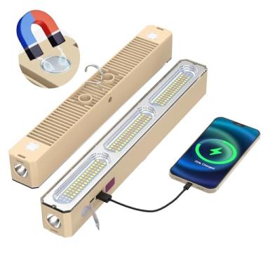 Imagem de S SHUN CAN DA Luz de trabalho mecânica, luz magnética recarregável com ganchos e saída de alimentação USB, luz alimentada por bateria para mecânicos/oficinas/emergência/conserto/inspeção de carro