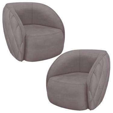 Imagem de Kit 02 Poltronas Decorativa Para Sala Living Olimpo M03 Veludo Rosê - 