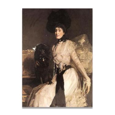 Imagem de Pure Black John Lavery Iconic Realist Portrait & War Scene Canvas Art – Decoração de parede irlandesa atemporal para casa 30 x 39 cm Un Framed