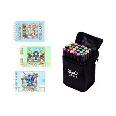 Imagem de Kit Livro de Pintar Infantil e 24 Canetinhas Coloridas Bobbie Goods St