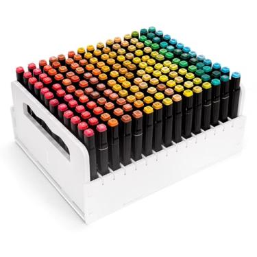 Imagem de SANFURNEY Suporte organizador de canetas marcadoras para carrinhos, 180 compartimentos para canetas marcadoras artísticas para lápis de cor, organizador de suprimentos de artesanato para casa, sala de