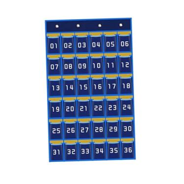Imagem de AFXGUSD Quadro de Bolso para Sala de Aula, Organizador Suspenso para Porta, Organizador de Bolso para Cartões para Armário, Dormitório E Quarto, Azul 36 Bolsos
