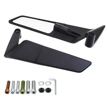 Imagem de OEPUNAIKE Espelho retrovisor 10 mm e 8 mm para motocicleta, universal ajustável, giratório, furtivo, retrovisores laterais para Kawasaki Z400 Z650 Z900 Z1000 adequado para Duke 125 200 250 390 690 790