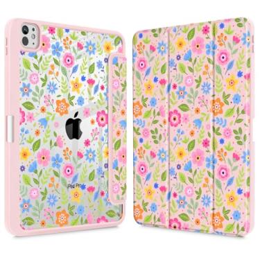 Imagem de May Chen Capa para iPad Pro de 11 polegadas 2024 5ª geração (M4), [Suporte de lápis embutido suporta Pencil 2/USB-C] Capa traseira transparente ultrafina com três dobras, suporte para despertar