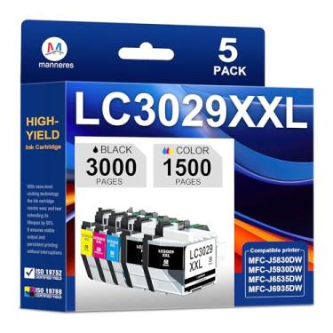 Imagem de LC3029XXL Conjunto de cartuchos de tinta de substituição para Brother LC3029-XXL LC3029 Funciona com MFC-J5830DW MFC-J5930DW MFC-J6535DW MFC-J6935DW Tinta de rendimento super alto pacote com 5-2preto