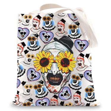 Imagem de BWWKTOP Bolsa transversal de palhaço de terror arte assustadora presente obra de arte bolsa de maquiagem para fãs de filmes de terror mercadoria presente, Girassol Glass-tg, 21.4cm x 14.5cm