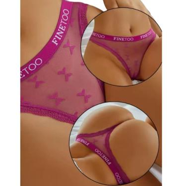 Imagem de Calcinha de Renda Feminina Tanga Fio Dental Desenho Floral