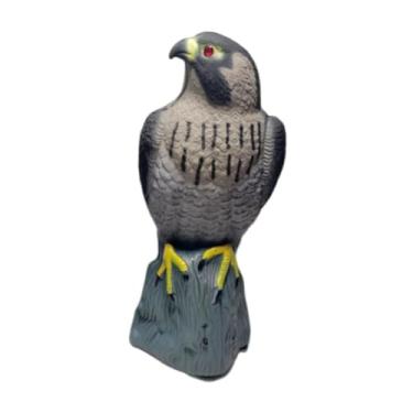 Imagem de IEUDNS Estátua de de águia, ornamento de paisagem de escultura de falcão, protetor de jardim de espantalho para piscina, fazenda, pomar, cerca, Olhos Vermelhos