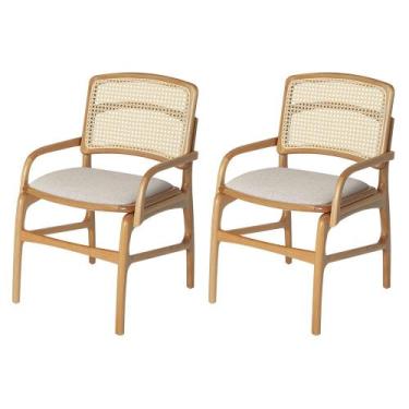 Imagem de Jogo 2 Cadeiras de Jantar Florença Estrutura em Madeira Jequitibá Natu