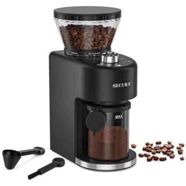 Imagem de Moedor de Café Elétrico com 35 Configurações de Moagem e Capacidade até 12 xícaras, 110V, Secura, Preto