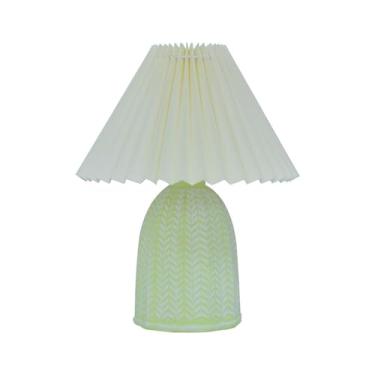 Imagem de Abajur de cabeceira Luminária de mesa retrô plissada cerâmica para estudo e quarto