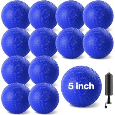 Imagem de HSLCGF 12 Pcs Dodgeballs 5 Inch Kickball Playground Ball Blue Inflatable Rubber Handball Bouncy Dodge Ball with 1 Hand Pump for Outdoors Ball Games Gym Camps Picnic