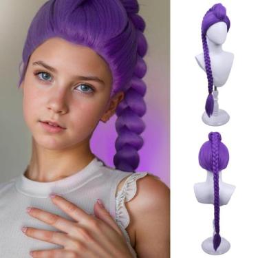 Imagem de Peruca WAVELNM Kids Purple Braid Long Light Purple para meninas