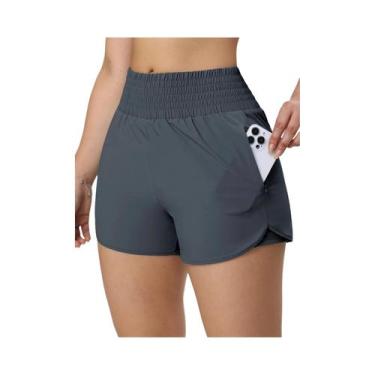 Imagem de Shorts Esportivos De Cintura Alta Para Mulheres 2024 XS-XXL Com Bolsos