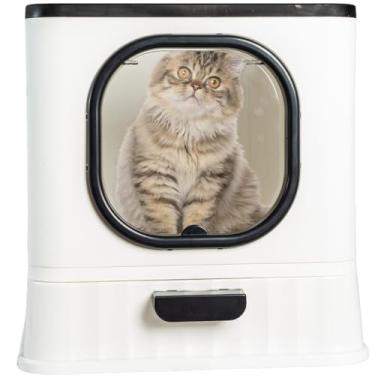 Imagem de Caixa de Areia para Gatos Fechada Furba Luxo com Brindes Inclusos, Branca