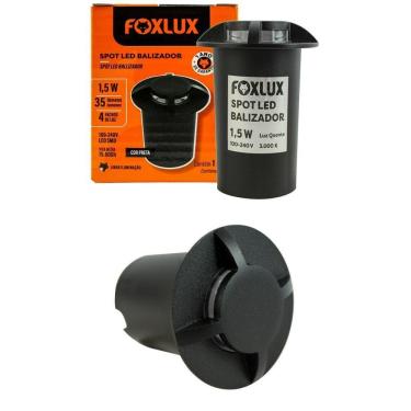 Imagem de Kit 2 Spot Led Baliza 1,5w Preto 3000k 2 Fachos Foxlux