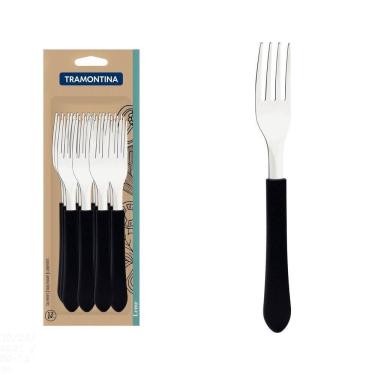 Imagem de Conjunto De Garfos De Mesa Tramontina Leme Com Lâminas Em Aço Inox E Cabo Preto 12 Peças Tramontina