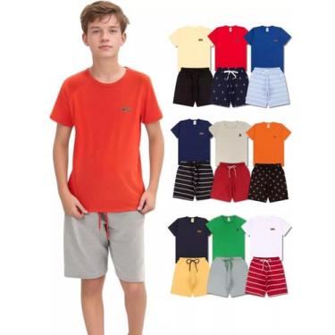 Imagem de Kit Básico 10 Peças Roupa Infantil Menino 5 Camisetas Básicas 5 Bermud