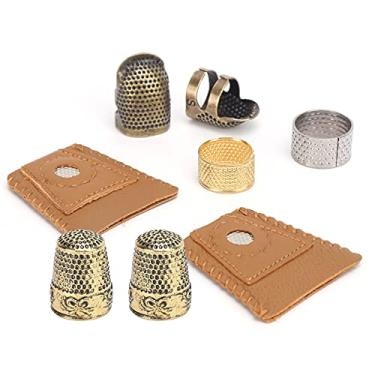 Imagem de Phefop Costura Protetor de Dedos, Thimble Conjunto Com Couro Artificial Small Change Thimble para Bordado, Bordado para Trabalho Manual DIY, Material Durável de Cobre