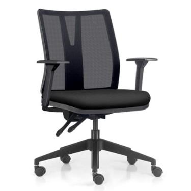 Imagem de Cadeira de Escritório Giratória Diretor Flow F02 Base Preta Crepe Preto - Lyam Decor