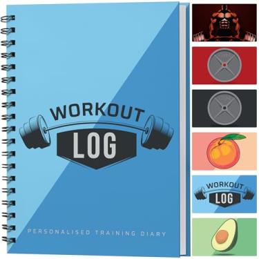 Imagem de Agenda de exercícios para rastreamento diário de fitness e definição de objetivos (tamanho A5, 15 x 20 cm, azul azul), diário de treinamento pessoal para casa e academia, diário de registro para perda
