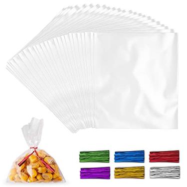 Imagem de Simple Craft Pacote com 200 sacos de celofane para doces – Sacos de plástico para doces de 3 x 4 espessos com laços para sacos de guloseimas – Sacos transparentes de celofane para doces, biscoitos e doces (7,6 x 10 cm)