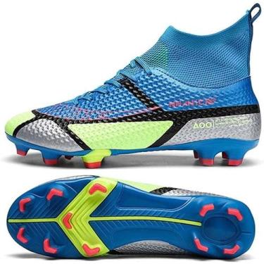 Imagem de Tênis de futebol masculinos de futebol com pontas longas, couro e borr
