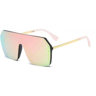 Imagem de Óculos de sol oversized para mulheres na moda uma peça flat top ri - H