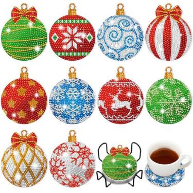 Imagem de Bola de Natal Diamond Art Coasters FairySandy, 10 unidades