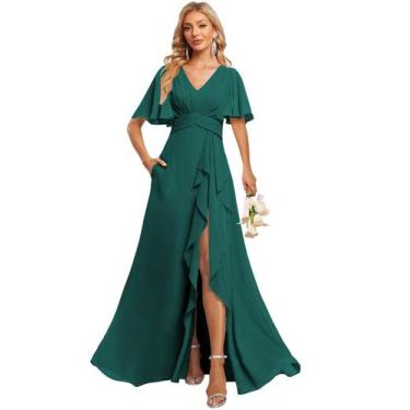 Imagem de Vestido de dama de honra Deamify Simple Plus Size Chiffon A-line