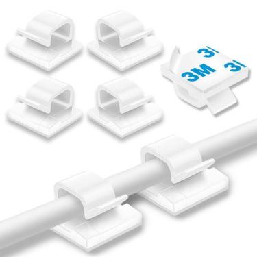 Imagem de Clips de cabo Suoundey 200PCS, organizador de fios adesivos, branco