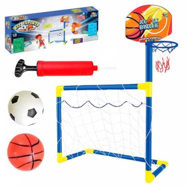 Imagem de Trave De Futebol Infantil Com Cesta De Basquete Jogo Esportivo 2 Em 1 