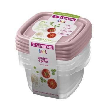 Imagem de Pote de Plástico Com Tampa Sanremo 360ml 4 Unidades