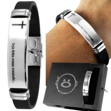 Imagem de Estilo Casual Premium Pulseira Masculina em Silicone e Aço Inox Prata 