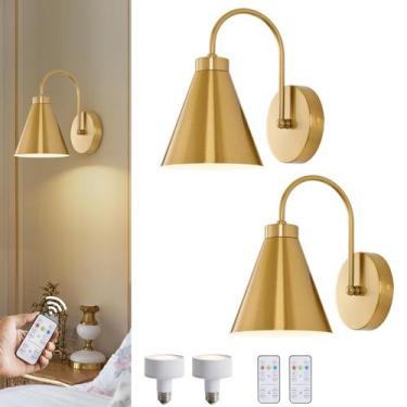 Imagem de Apliques de Pared Powfloven a Batería Diseño Dorado Juego de 2