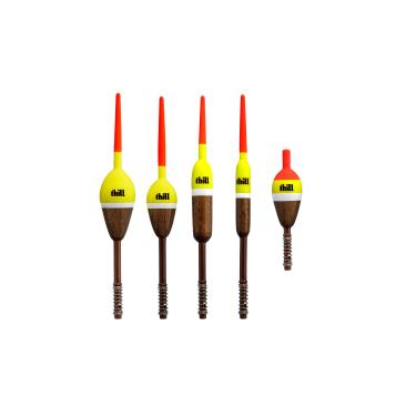 Imagem de Thill Bobber de pesca flutuante clássica da América com corpo flutuante de madeira balsa, equipamento de pesca e acessórios, pacote com 1, 5 unidades sortidas, boia de mola