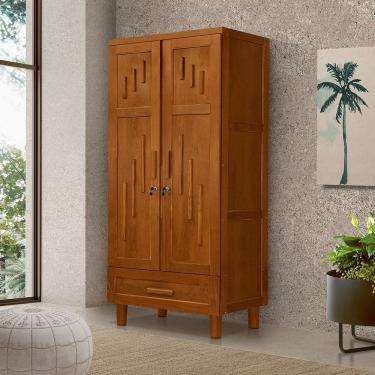 Imagem de Guarda Roupa Roupeiro Modulado Munique Estrutura em Madeira Maciça Castanho