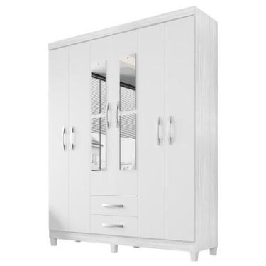 Imagem de Guarda Roupa Casal Espelho 6 Portas 2 Gavetas Moden 150 Cm Branco Flex