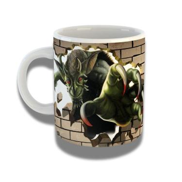 Imagem de Caneca De Porcelana 325ml Com Design 3d Exclusivo Bicho Verde