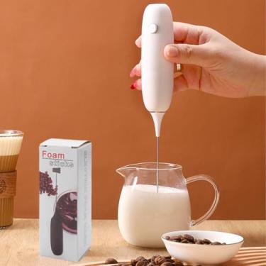 Imagem de Mini espumador de leite portátil, espumador de café portátil, presente ideal para misturador de bebidas de aço inoxidável, máquina de espuma para lates, cappuccino, frappe, matcha, chocolate quente
