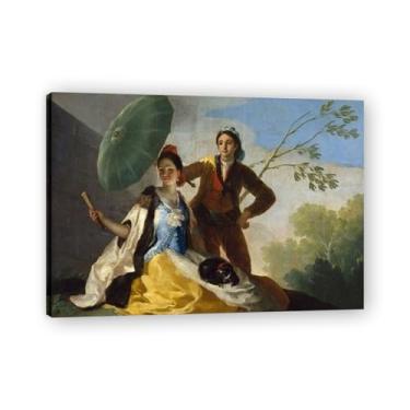 Imagem de Impressão em tela romântica espanhola The ParasolFrancisco De Goya - Obra-prima do influente pintor romântico 30 x 42 cm emoldurado